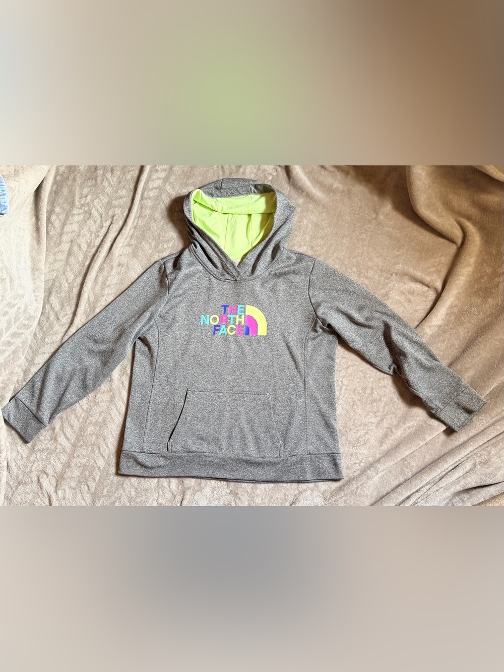 The North Face Heather Gray Pullover Hoodie | Women’s XL | 90s colors VIBRANT